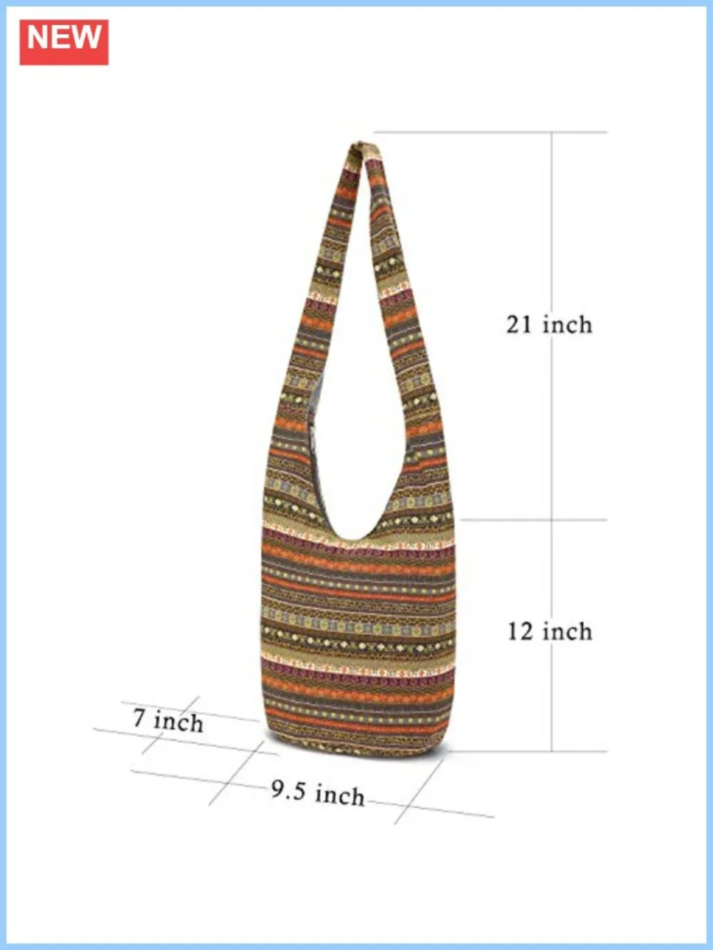 Large Canvas Bohemian Hobo Bag Animal Print Crossbody Shoulder Handbag